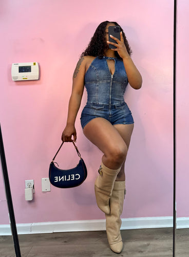 Carmen : denim romper